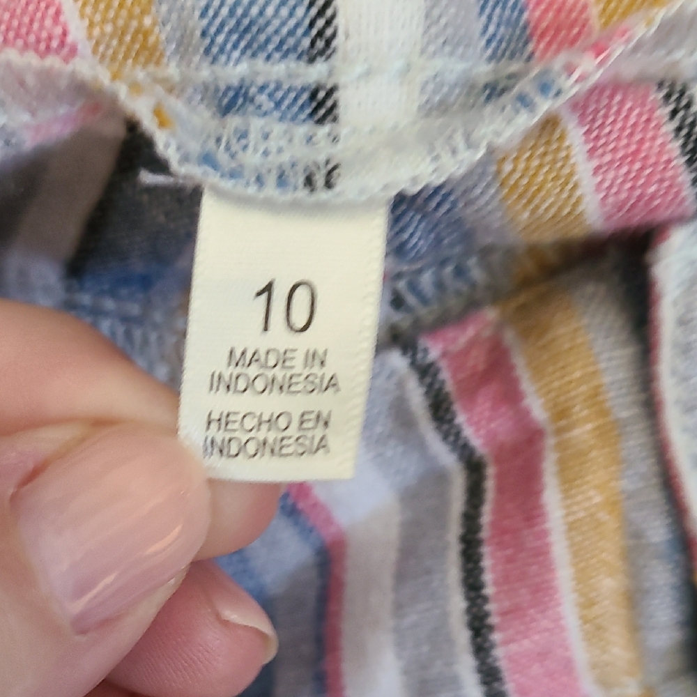 Seven7 Multicolor Striped Wide Leg Palazzo Cropped Linen Blend Pants Size 10 - Picture 11 of 13